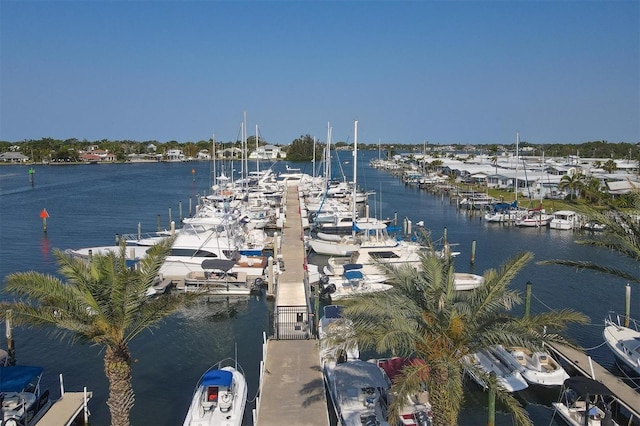 dock area featuring a water view