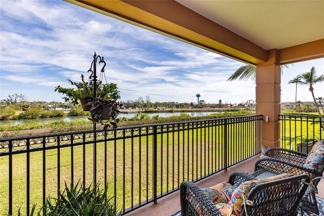 balcony with a water view