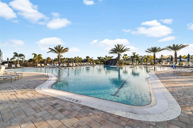 view of pool featuring a patio area