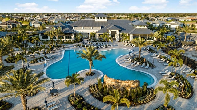 view of pool featuring a patio