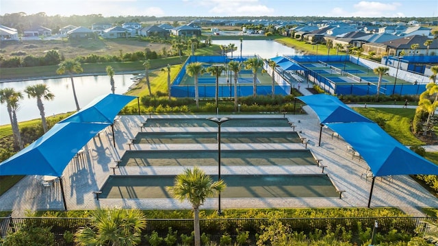 bird's eye view featuring a water view