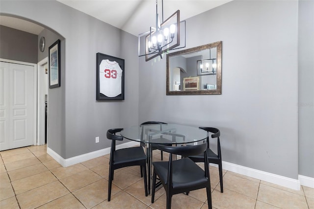 dining area with light tile patterned floors