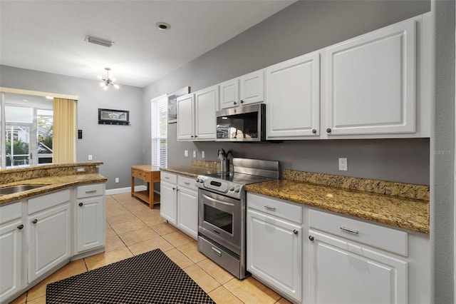 kitchen featuring stainless steel appliances, a wealth of natural light, and white cabinets