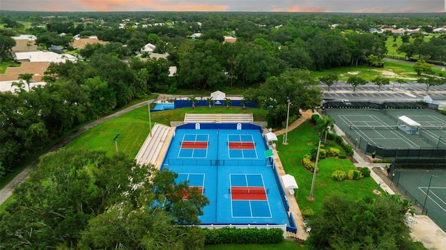 view of aerial view at dusk