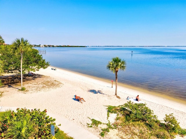 property view of water with a beach view