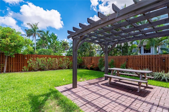 view of patio with a pergola