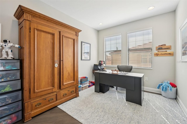 home office featuring wood-type flooring