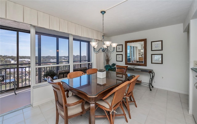 dining room featuring an inviting chandelier and a wealth of natural light