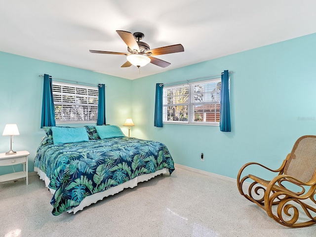 bedroom featuring ceiling fan