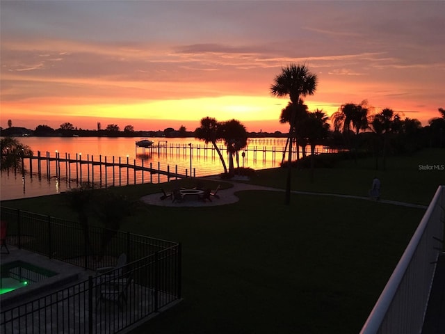 view of water feature featuring a boat dock