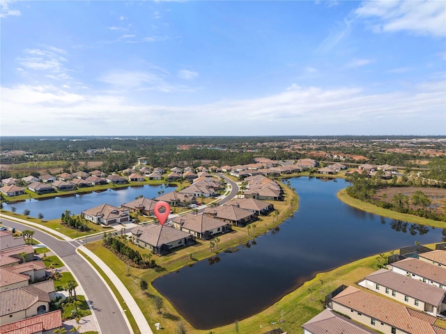 bird's eye view featuring a water view