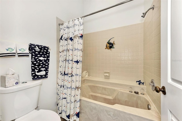 bathroom featuring toilet and shower / tub combo