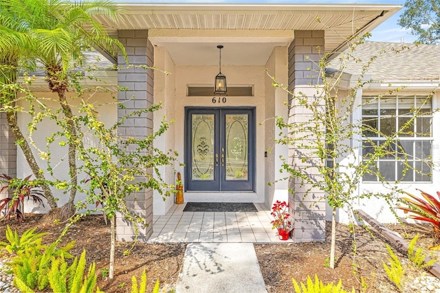 property entrance with french doors