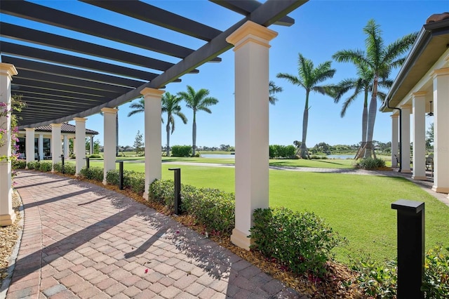 view of patio / terrace featuring a pergola