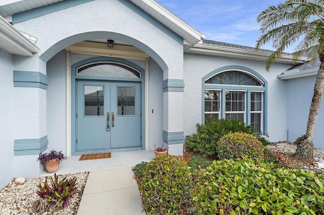 property entrance with french doors