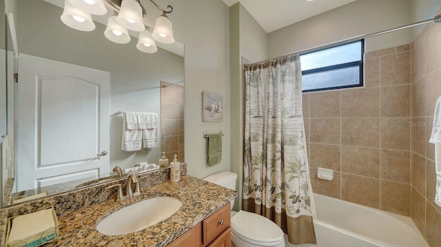 full bathroom featuring vanity, toilet, and shower / tub combo