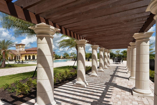 view of patio / terrace featuring a pergola