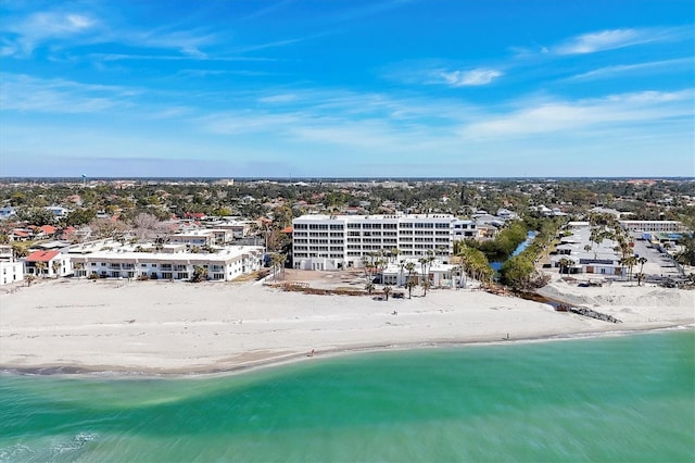 aerial view with a beach view and a water view