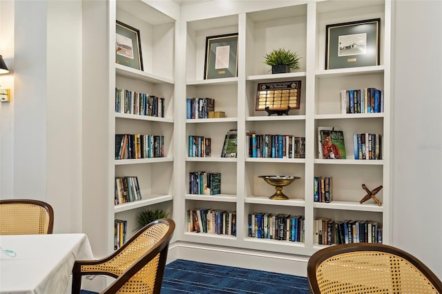 sitting room featuring built in features