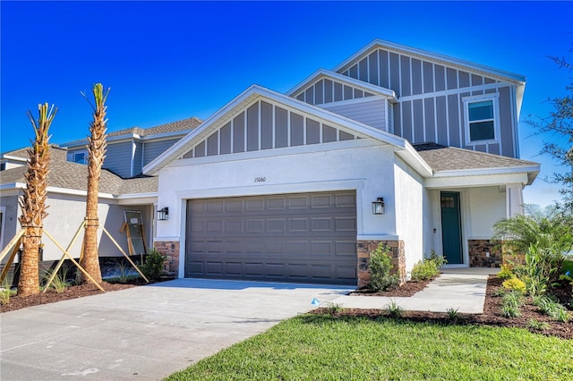 view of front of property with a garage