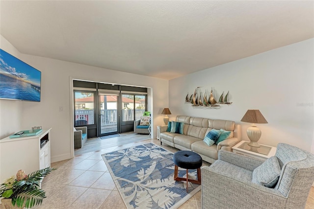 view of tiled living room