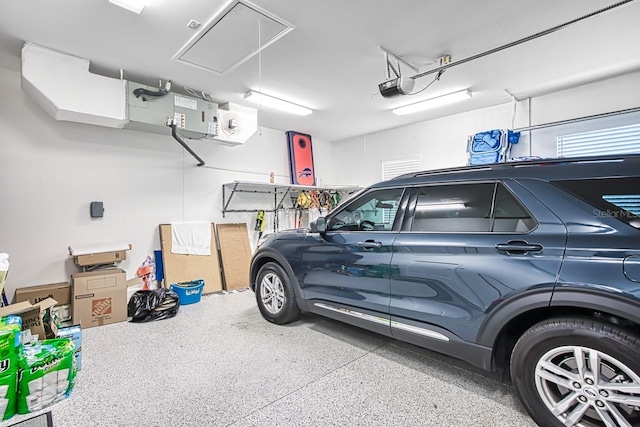 garage with a garage door opener