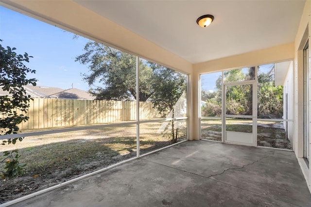 view of unfurnished sunroom