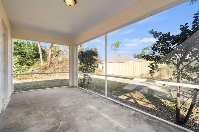 view of unfurnished sunroom