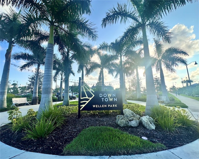 view of community sign