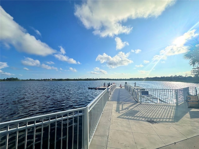 dock area featuring a water view