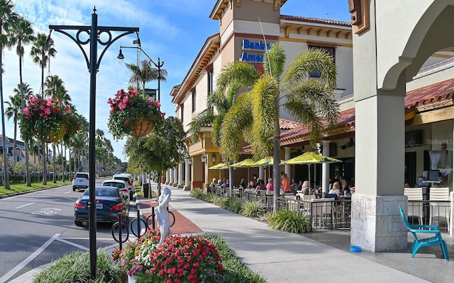 exterior space with curbs and sidewalks