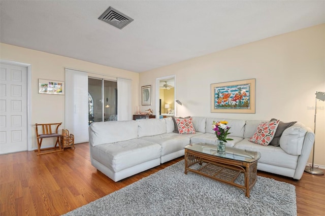 living room with wood-type flooring