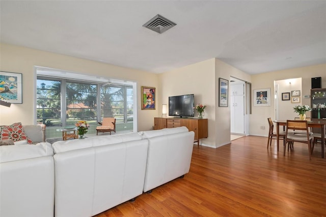 living room with hardwood / wood-style flooring