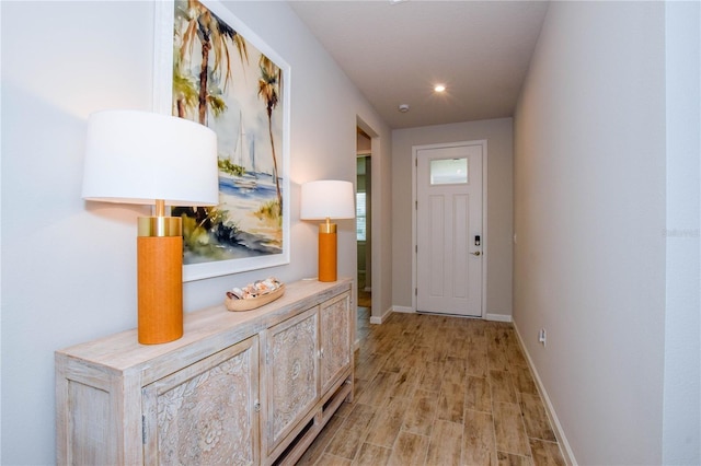 doorway featuring light hardwood / wood-style flooring