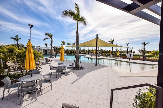 view of pool featuring a patio area