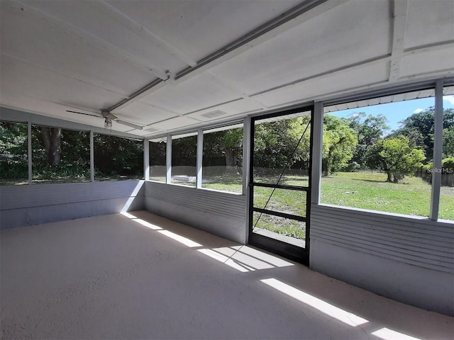 view of unfurnished sunroom