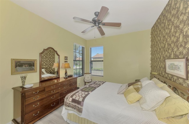 bedroom featuring ceiling fan