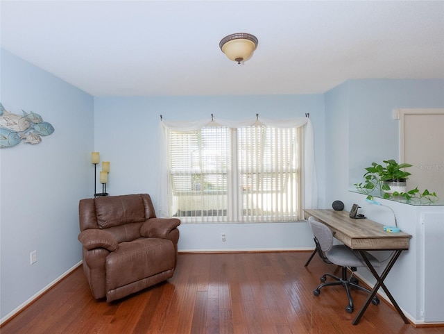 office area with hardwood / wood-style flooring