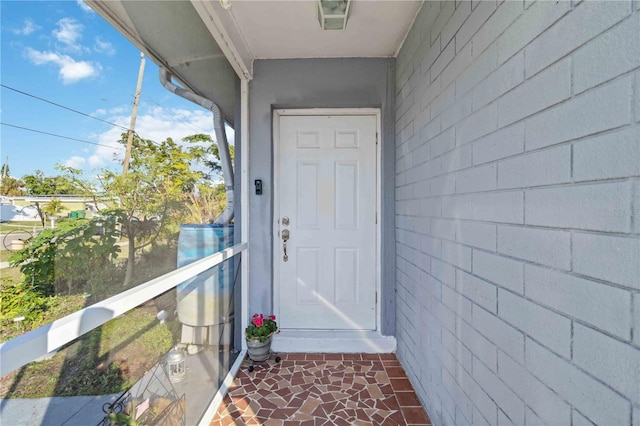 doorway to property with a balcony