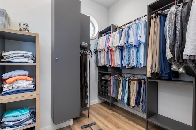 spacious closet with light wood-style floors