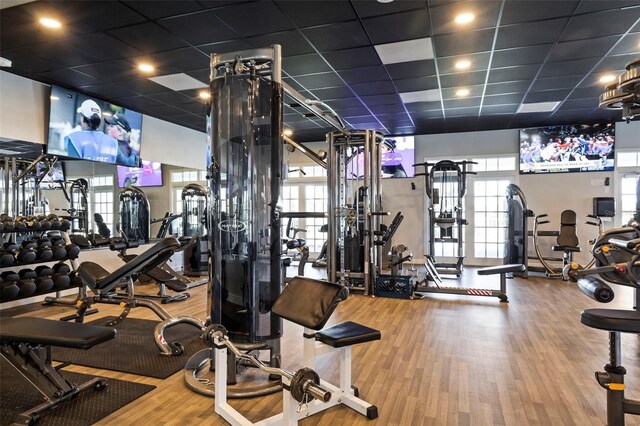 174 Southampton Pl S Unit 345, Venice, FL 34293 - exercise room featuring wood finished floors