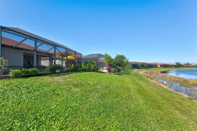 10466 Medjool Dr, Venice, FL 34293 - view of yard featuring glass enclosure and a water view