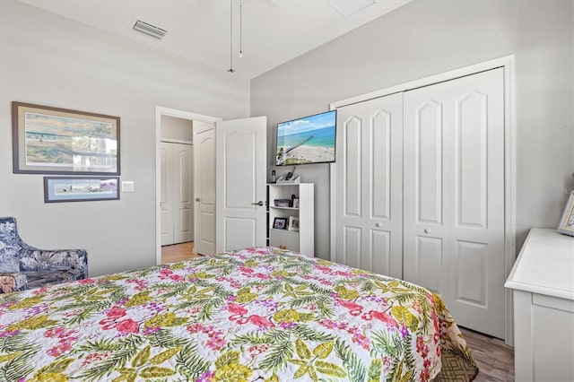 10466 Medjool Dr, Venice, FL 34293 - bedroom with wood finished floors, a closet, and visible vents