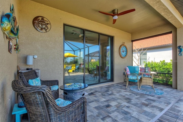 10466 Medjool Dr, Venice, FL 34293 - view of patio / terrace featuring ceiling fan