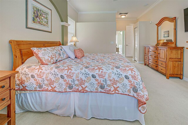 408 Otter Creek Dr, Venice, FL 34292 - bedroom featuring crown molding, light carpet, and baseboards