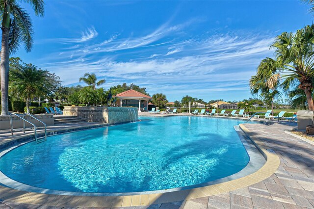 408 Otter Creek Dr, Venice, FL 34292 - community pool featuring a patio area and a gazebo