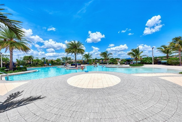 view of pool featuring a patio