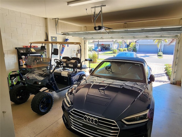 garage with a garage door opener