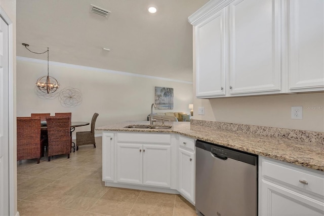 kitchen with white cabinetry, sink, and stainless steel dishwasher