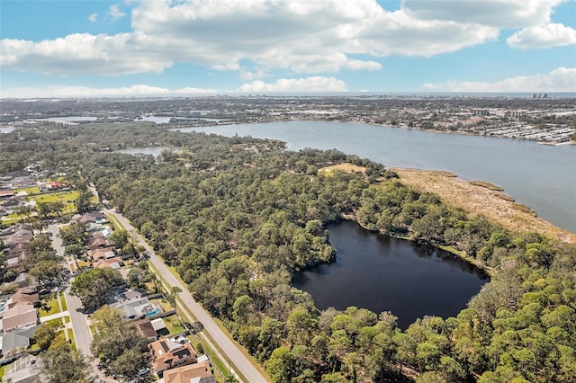 bird's eye view featuring a water view